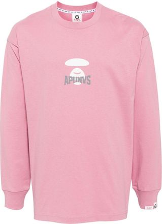 Aape By A Bathing Ape Moonface graphic long sleeve tee - men - Cotton - M - Pink