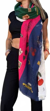 Vilagallo Graffiti Rectangular Scarf In Multicolored