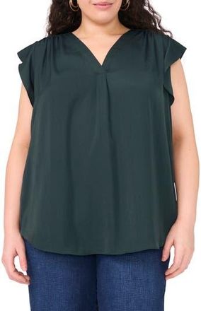 Vince Camuto Ruffle Shoulder Sleeveless Blouse in Forest Night at Nordstrom Rack, Size 2X