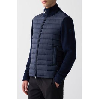 Colmar Legacies Water Resistant Mixed Media Jacket in Navy Blue at Nordstrom Rack, Size 36 Us / 46 Eu