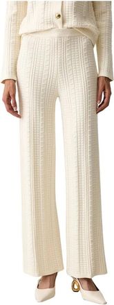 Twinset Wijde broek - Dames - Wijde Broeken - Beige - M - Wol - Broeken