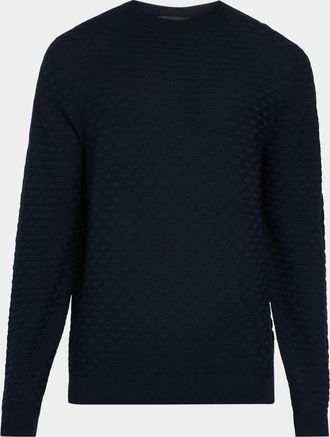 Giorgio Armani Geometric Textured Virgin Wool Crewneck Sweater