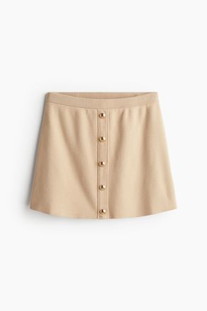 H&M Jupe in Feinstrick mit Knopfleiste - Beige