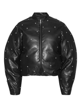 Rotate studded padded jacket - women - Recycled Polyester/Polyurethane/Polyester/Viscose - 40 - Black