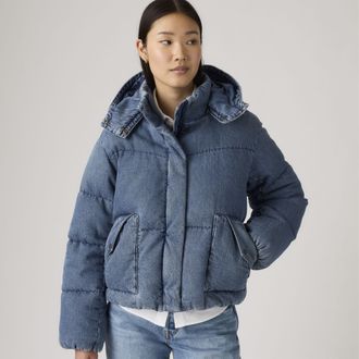 Levi's Western Bubble Shortie Jacket - Womens - S - Blue