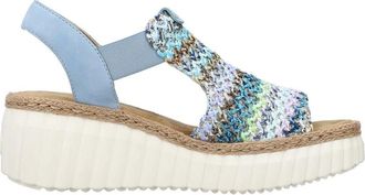 Rieker Schoenen, Dames, Blauw, 41 EU, Blauwe Gestreepte Sleehak met Enkelband