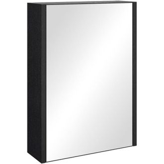 Badplaats Mobiletto da bagno Cuba 40 x 13 x 55 cm - Legno Nero - con specchio