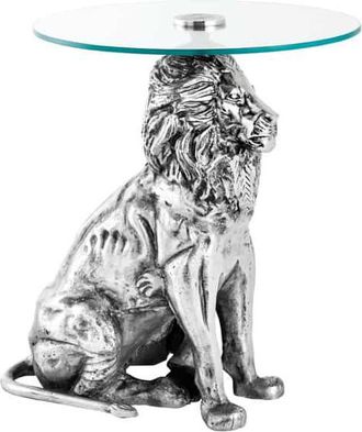 Global Interiors Design Beistelltisch Wildlife Lion Silver, ø 45 x 57 cm