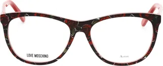 Love Moschino MOL524 Printed Oval Eyeglasses - Red
