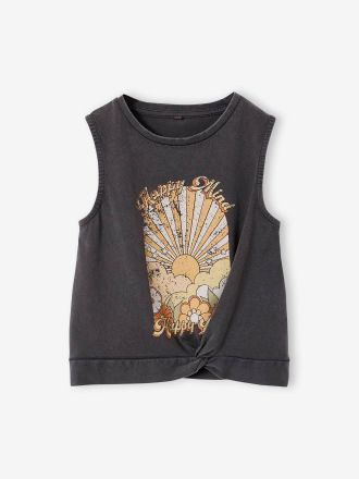 Vertbaudet Top mit Print und Knoten M&auml;dchen anthrazit