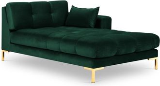 MICADONI Chaise longue de angulo derecho de terciopelo verde botella