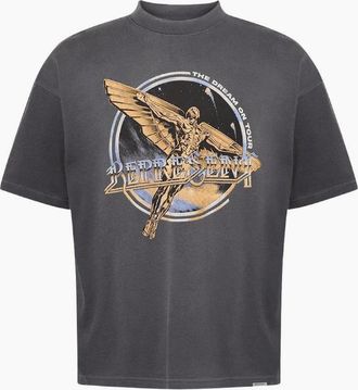Represent Mens Golden Tour Graphic Oversized Faded Grey T-Shirt - Size: 38