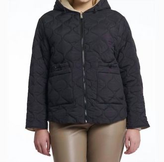 Rino&Pelle Womens Reversible Rain Jacket In Black/beige