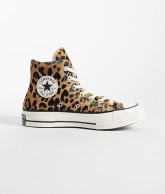 Converse Chuck 70 Hi sneakers alte con stampa leopardata marrone in pelo di pony-Multicolore