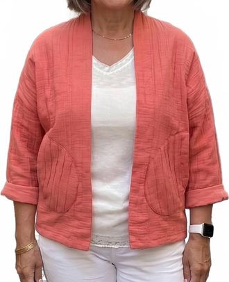 Made in Italy Womens Cotton Quilted Jacket In Rosewood