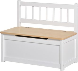 HOMCOM Homcom - Cassapanca In Legno 2 In 1 Per Bambini Con Schienale Alto Bianco