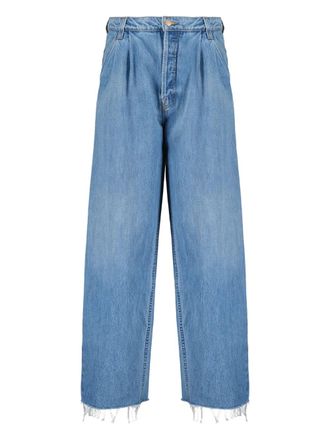 Mother double pleat frayed jeans - Blue