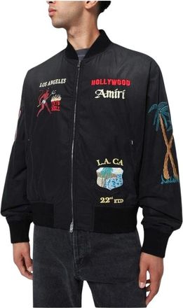 Amiri Hollywood Geborduurde Bomberjack - Heren - Bomber jackets - Zwart - M - Katoen - Jassen