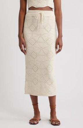 Treasure & Bond Crochet Midi Skirt in Ivory Dove at Nordstrom Rack, Size Xx-Large