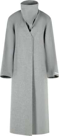 Sportmax Assenso Long Coat In Pure Grey Wool