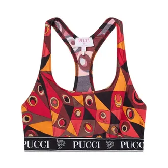 Pucci Sport Bras, female, Multicolor, Size: XS Scoop Neck Racer Back Cropped Top