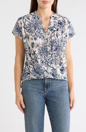Chenault Print Split Neck Top in Blue/Ivory at Nordstrom Rack, Size Medium
