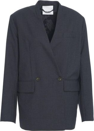 Erika Cavallini Semi Couture Double-Breasted Wide Silhouette Blazer With V-Neck Design