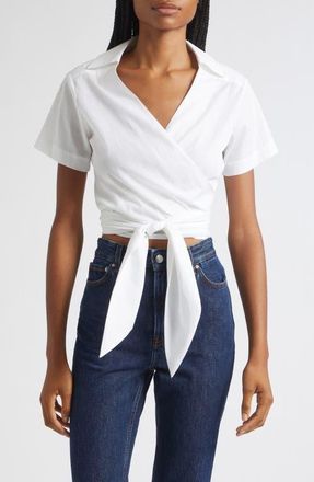 A.L.C. Brielle Tie Front Cotton Top in White at Nordstrom, Size 4