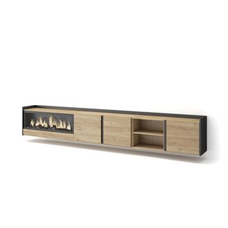 Skraut Home Skraut Home - Mueble Tv, Televisi&oacute;n, Muebles De Sal&oacute;n, Almacenaje, 315x35x50cm, Para Tv Hasta 80, Chimenea El&eacute;ctrica Xxl, Colgado, Suspendido, Estilo 