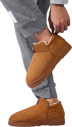 Generic Winter Boots Slip Warm Thermal Insulated Lined Outdoor Casual Comfortable Flat Shoes For Cold Weather Hiking Walking On Ice (Brown, 11-12)