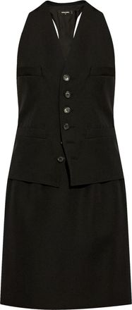Dsquared2 Black V-neck Wool Dress