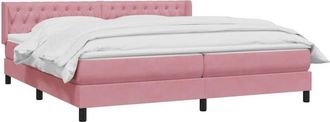 vidaXL Cama Box Spring Con Colch&oacute;n Terciopelo Rosa 180x210 Cm Vidaxl