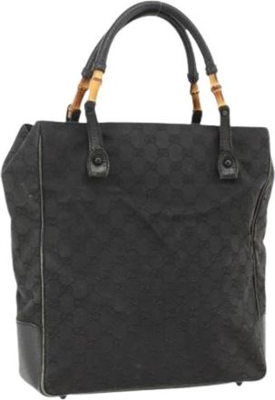 Gucci Pre-owned Vintage GG Canvas Tote - Dames - Vintage Shopper - Zwart - ONE Size - Leer - Vintage