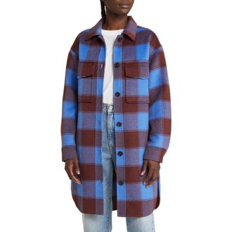Rails Jaro Buffalo Plaid Wool Blend Coat in Cobalt Chocolate at Nordstrom Rack, Size Xx-Small