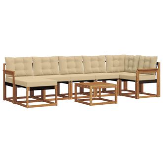 vidaXL Conjunto De Sof&aacute;s De Exterior Con Coj&iacute;n 8 Pcs Natural Y Beige Vidaxl