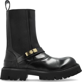 Moschino Enkellaarzen met logo - Heren - Chelseaboots - Zwart - 40 EU - Leer - Schoenen
