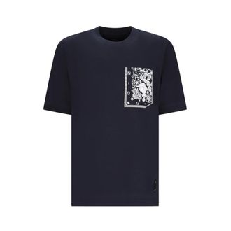 Fendi T-Shirts, male, Blue, Size: M T-Shirt with bandana print pocket