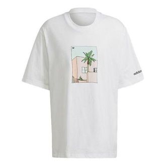 adidas originals Printing Pattern Loose Round Neck Sports Short Sleeve White HB1816
