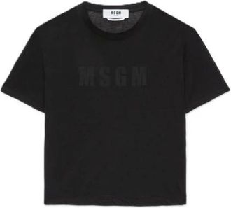 Msgm Katoenen T-shirt - Dames - T-shirts - Zwart - L - Katoen - Tops