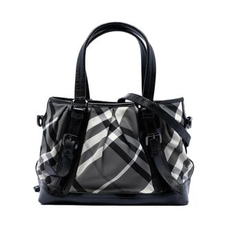 Burberry Pre-owned Handbags, female, Gray, Size: ONE SIZE Pre-owned Stylish Patterned Top Handle Bag