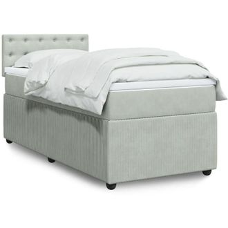vidaXL Cama Box Spring Con Colch&oacute;n Terciopelo Gris Claro 90x190 Cm Vidaxl