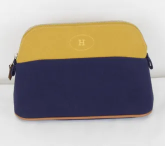 Herm&egrave;s Navy Cotton Pouch (Pre-Owned)