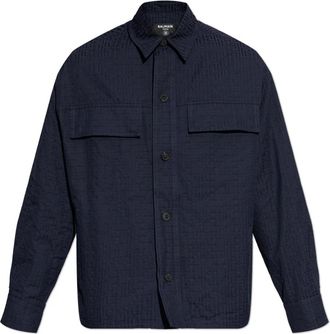 Balmain Monogram Jacket - Heren - Zomerjassen - Blauw - XL - Katoen - Jassen