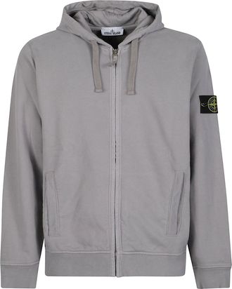 Stone Island Full-Zip Hooded Cotton Sweatshirt