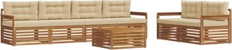 vidaXL Conjunto De Sof&aacute;s De Exterior 7 Uds. Natural Y Beige Vidaxl
