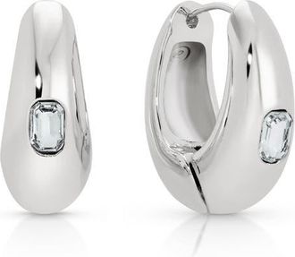 Ettika Deco Cubic Zirconia Hoop Earrings in Silver at Nordstrom
