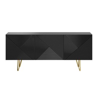 Miliboo Aparador Negro Y Dorado 3 Puertas 160 Cm Ozen