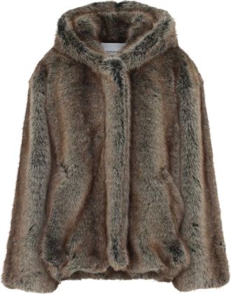 Frankie Shop Giacca in pelliccia sintetica con cappuccio - Marrone