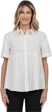 Meimeij Korte Mouw Blouse met Geplooide Voorkant - Dames - Overhemden - Beige - 2XS - Overhemden