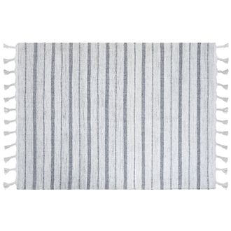 Beliani Alfombra Blanco Crema Gris 140 X 200 Cm Pl&aacute;stico Reciclado Patr&oacute;n A Rayas Bademli